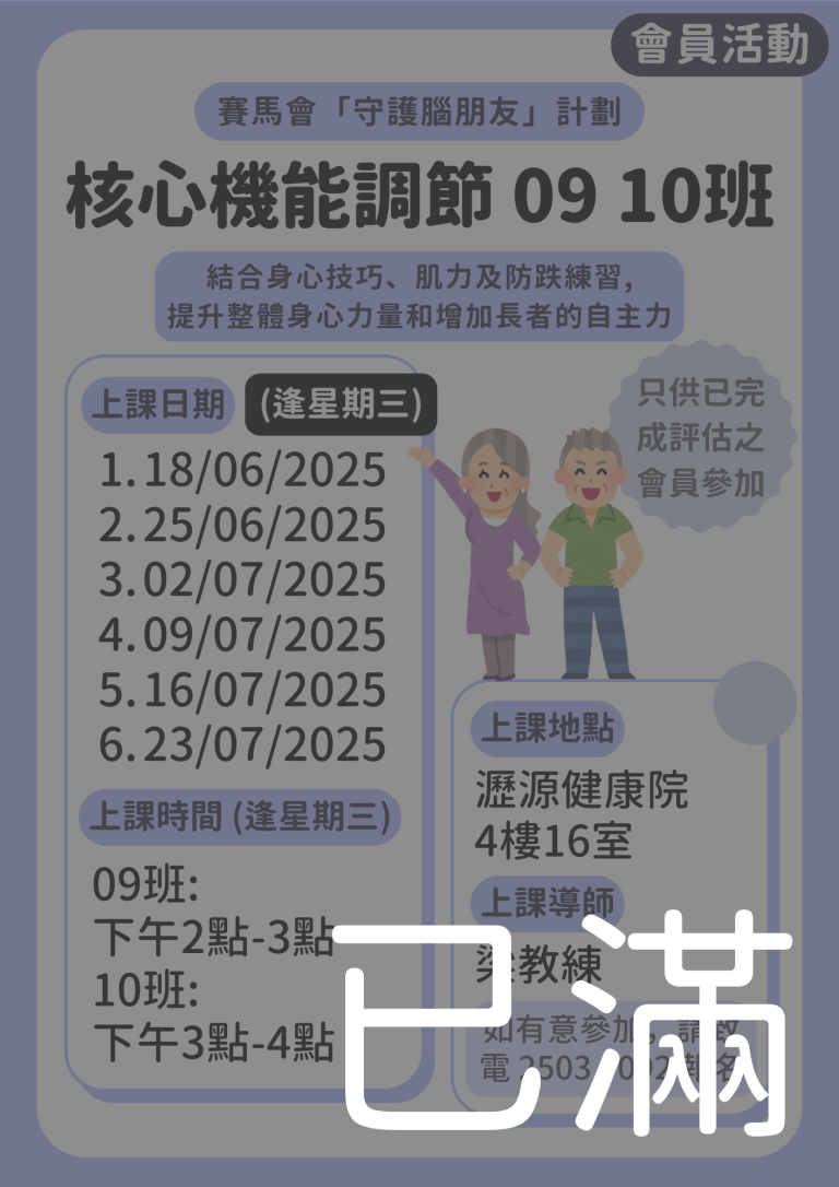 會員限定 – 核心機能調節 09 10班 (名額已滿)